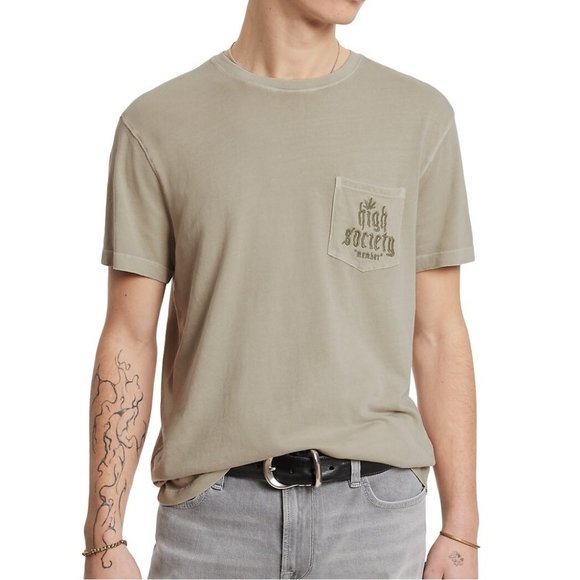 John Varvatos Men's High Society Member Embroidered Graphic T-Shirt Fossil Grey - Picture 6 of 7